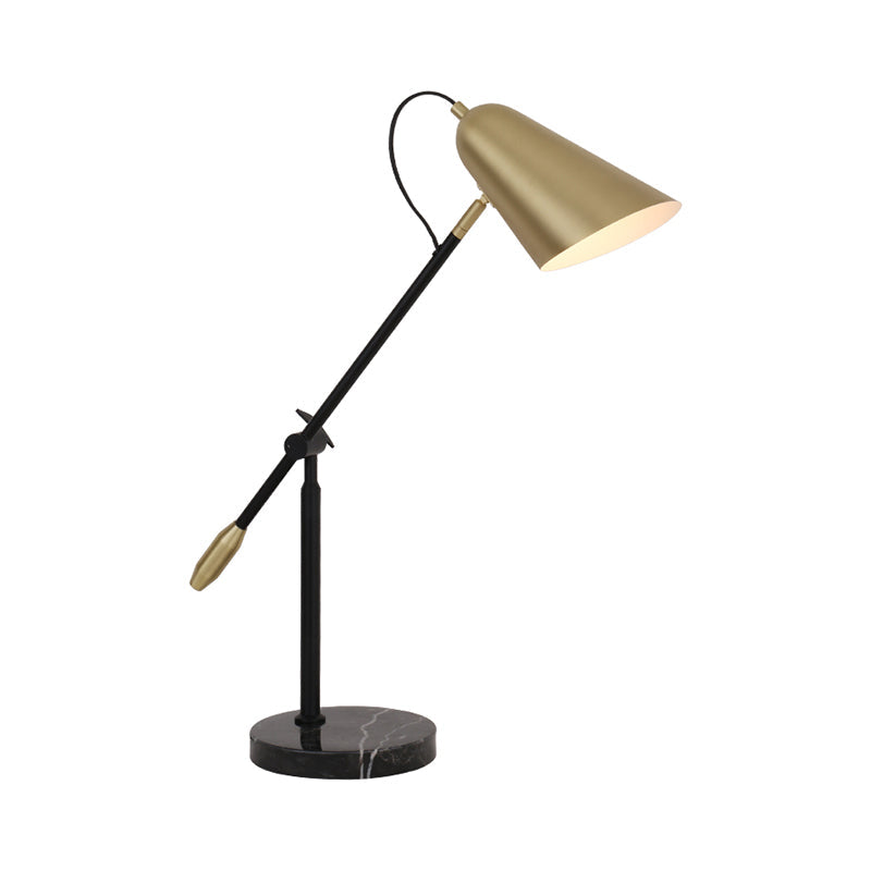 Modern Gold Conic Night Table Lamp - 1 Light Metal Nightstand