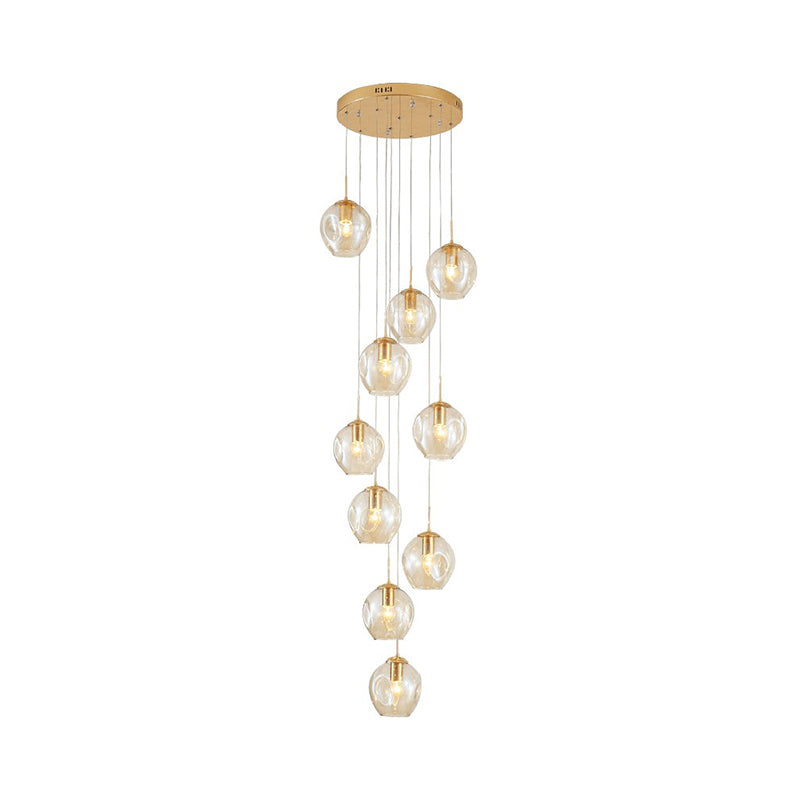 Dimpled Glass Ceiling Pendant Light: Modernist Chrome Cluster Lamp For Living Room