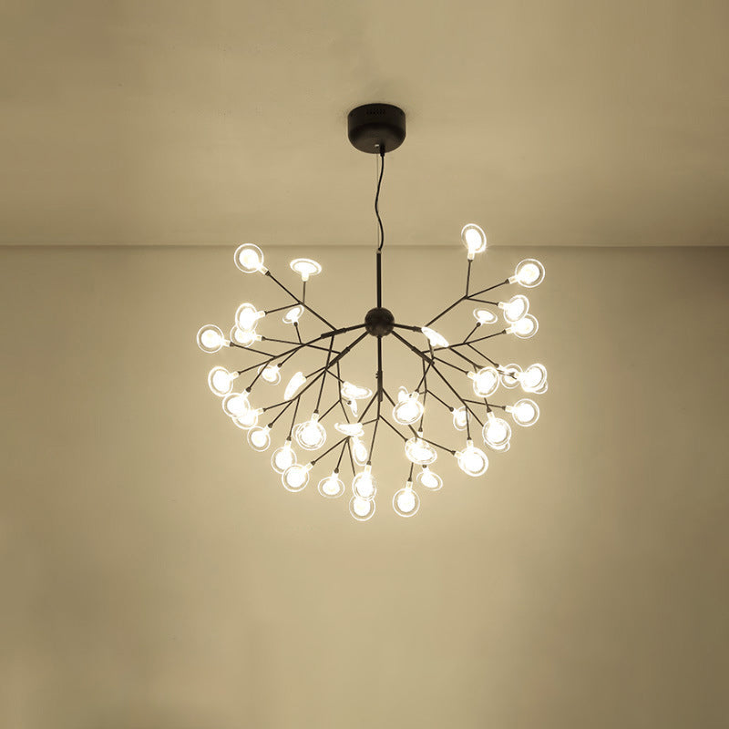 Simplicity Leaf Chandelier - Acrylic Led Drop Pendant With Branch-Like Wireframe For Living Room 45