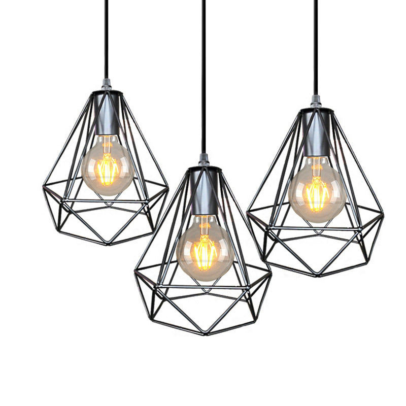 1-Light Pendant Ceiling Light - Wire Cage Wrought Iron Lamp (Country Style) Black/Copper/Gold Living