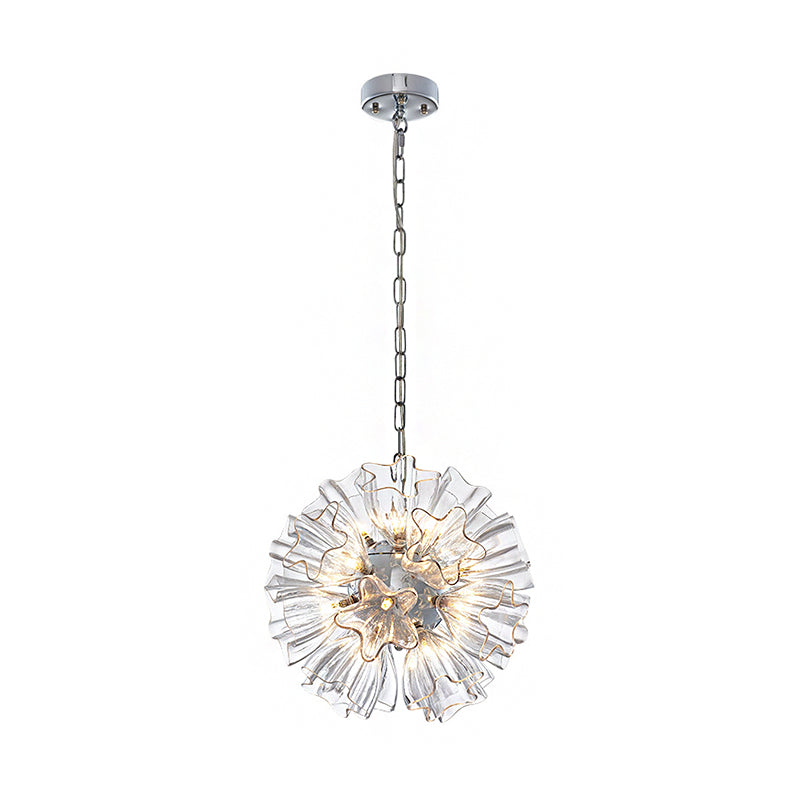 Modern Silver Glass Led Sputnik Chandelier Lamp - 16/23.5 Wide For Living Room Ceiling