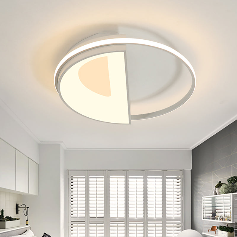 Contemporary Round Acrylic Flush Mount Lamp Led 18/21.5 Wide White/Pink/Blue For Bedroom In