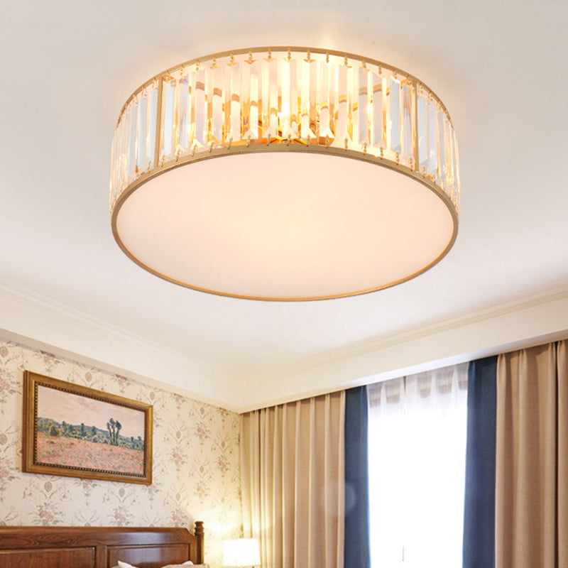 Modern Crystal Round Flush Mount Ceiling Light For Living Rooms Gold / 15.5