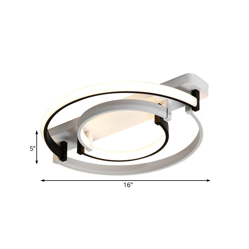 Sleek Acrylic Led Bedroom Ceiling Lamp In Warm/White Light - Black/White Flush Mount Various Sizes