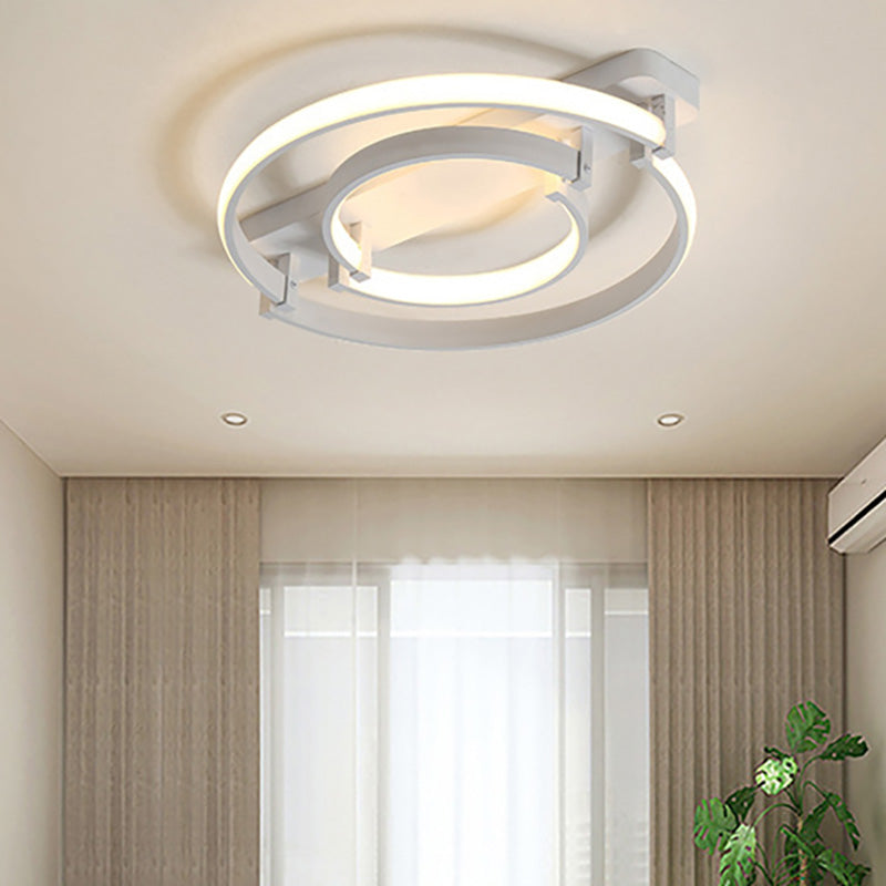 Sleek Acrylic Led Bedroom Ceiling Lamp In Warm/White Light - Black/White Flush Mount Various Sizes