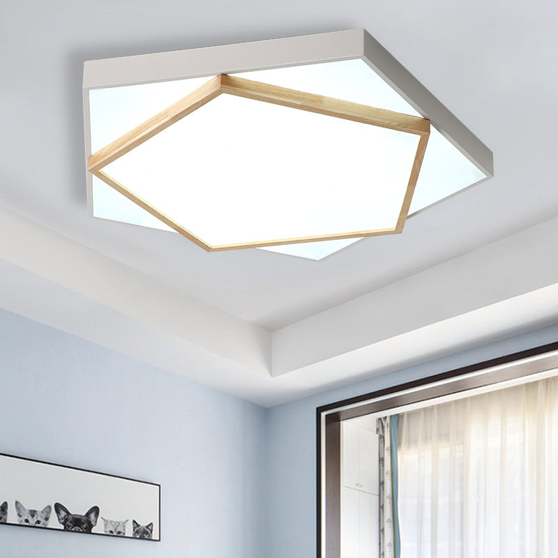 Pentagon Led Flush Mount Lamp In Acrylic Grey/White - 3 Color Options And Sizes Available White /