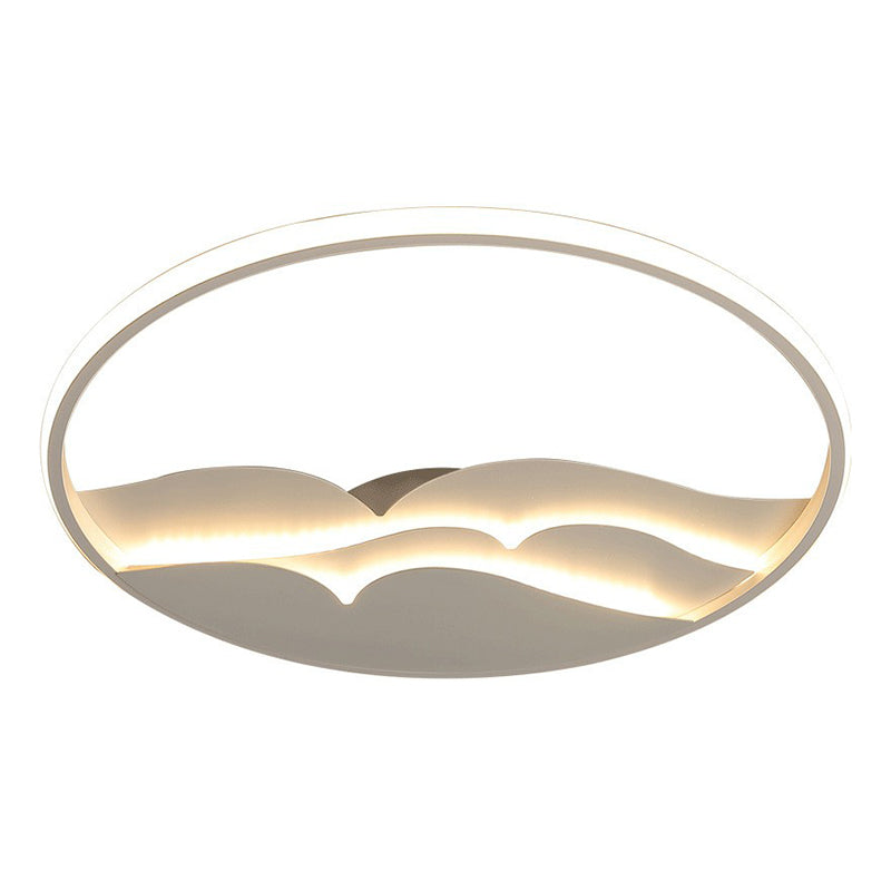 Modern Metal Led Flush Mount Ceiling Light With Halo Ring For Bedroom - White Flushmount