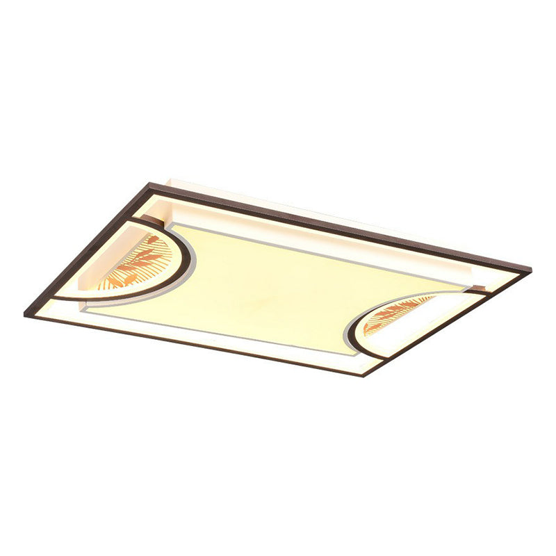 Geometric Led Flush Mount Ceiling Light In Coffee - Simplicity For Living Room