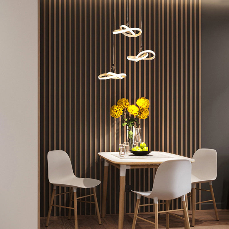 Nordic Seamless Curves Pendant Light - Aluminum Led Hanging Fixture For Dining Room