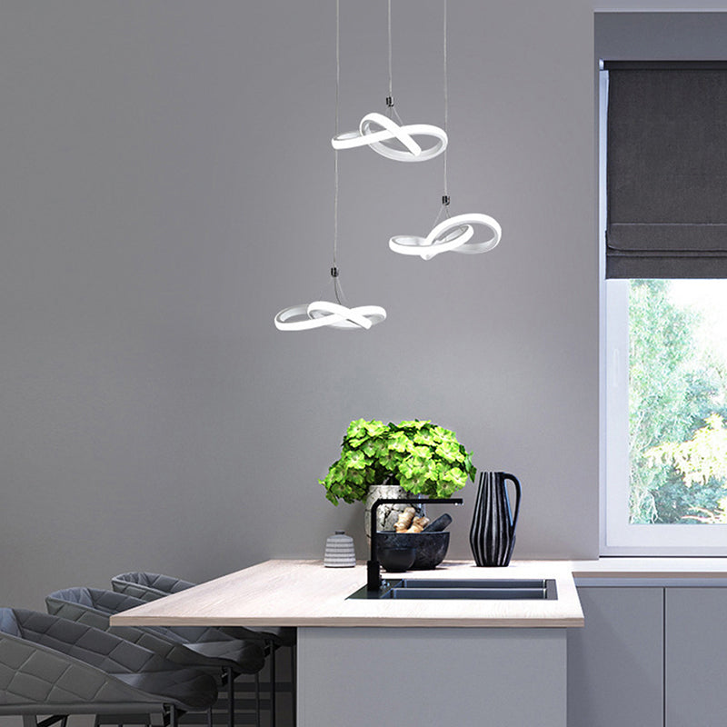 Nordic Seamless Curves Pendant Light - Aluminum Led Hanging Fixture For Dining Room