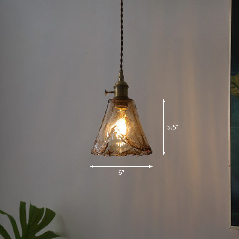 Vintage Cognac Glass Hanging Lamp Pendant For Dining Room Lighting