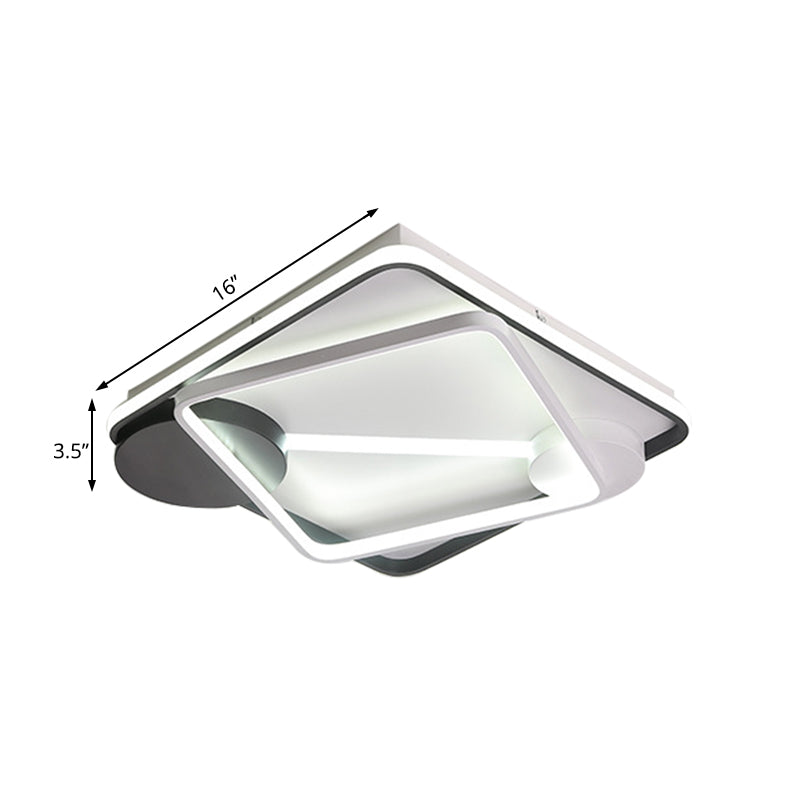 Modern Led Metal Semi Flush Mount Lamp - 16’/19.5’/35.5’ Wide Black And White
