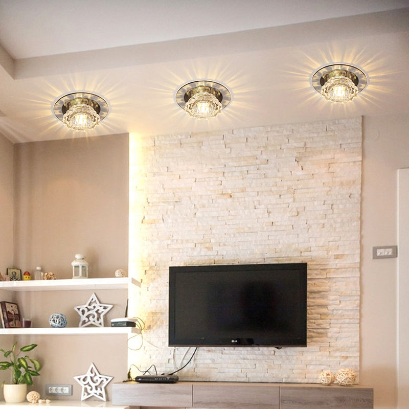 Minimalist Crystal Clear Scalloped Flush Ceiling Light For Corridor - Mount Fixture