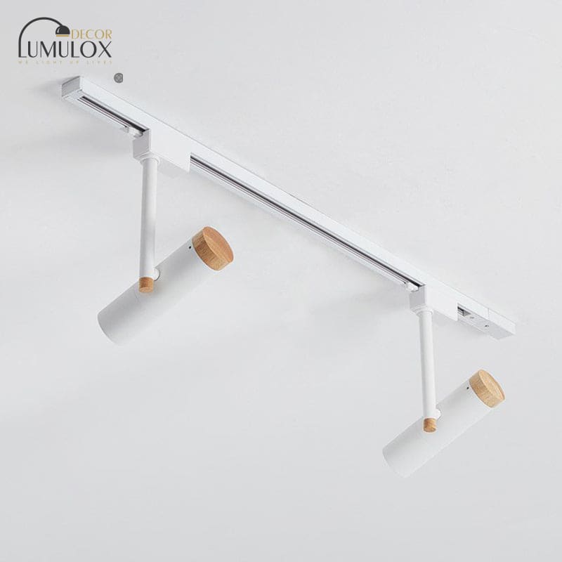 Nordic Tubular Metallic Spotlight With Wood Cap 2 / White Ceiling Lamp