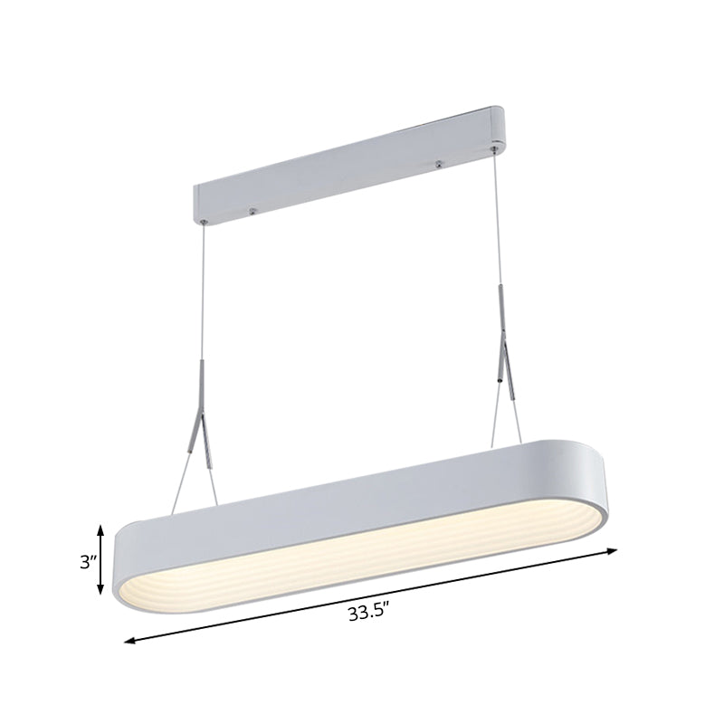 Modern Metal Rectangle Led Chandelier Lighting - 33.5’’/47’’ Wide White/Grey Hanging Lamp
