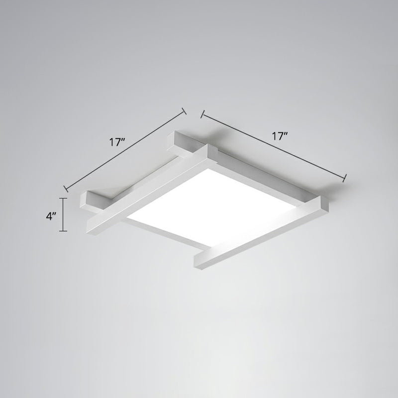 Japanese Checkerboard Acrylic Ceiling Lamp With Led Flush Mount Design For Lounge White / 17