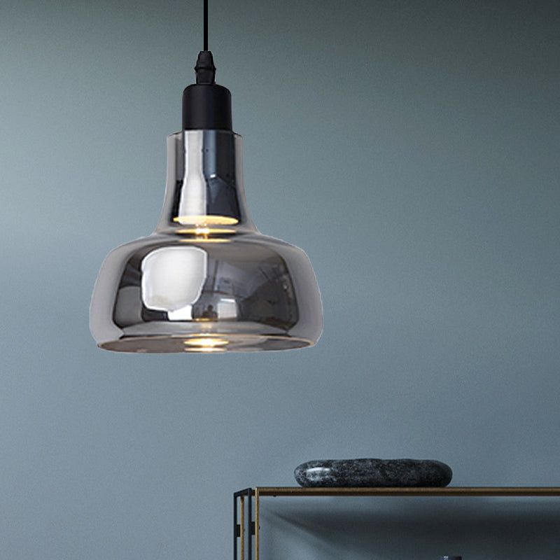 Modern Glass Pendant Lamp With Led Light In White Or Warm Tone - Bowl Cone Saucer Shape