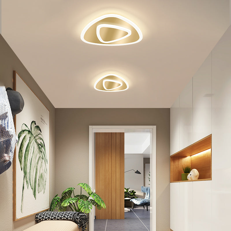 Modern Golden Geometric Flushmount Ceiling Light With Acrylic Led For Stairs