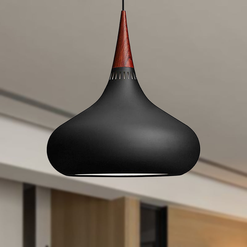 8/11/12W Teardrop Pendant Light Nordic Metal Black/White/Pink Hanging Black / 8