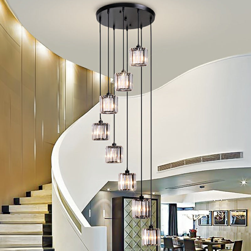 Modern Shaded Glass Multi Light Pendant Ceiling Lamp For Living Room