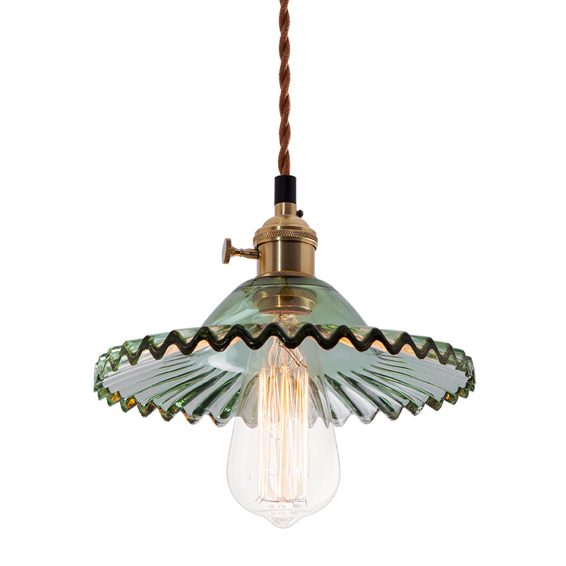 Nordic Radial Wave Glass Pendant Light - 1-Light Dining Room Ceiling Fixture