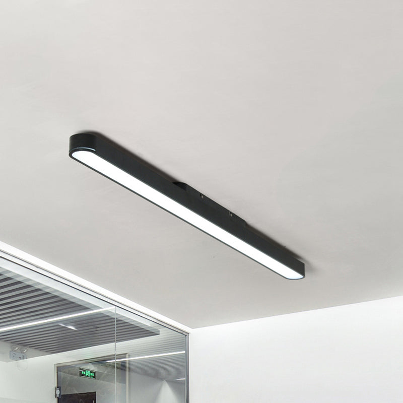 Modern Black/Silver Oval Led Flush Light For Office - 23.5/35.5/47 Wide Black / 23.5