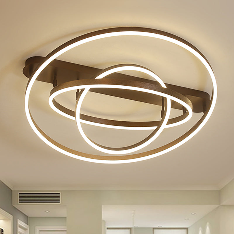 Contemporary Multi Circle Metal Flush Mount Lamp With 1/2/3 Heads White/Warm Light