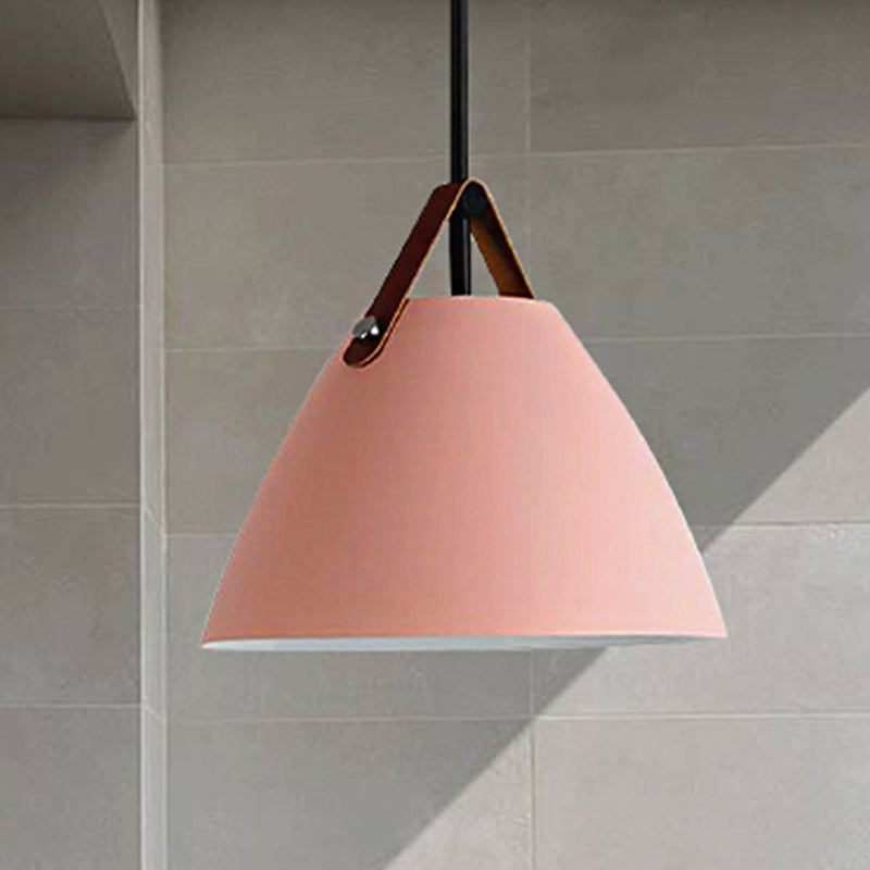 Modern Nordic Curved Coolie Pendant Light - Aluminum Hanging Lamp Single Black/Blue/Grey/Pink/White