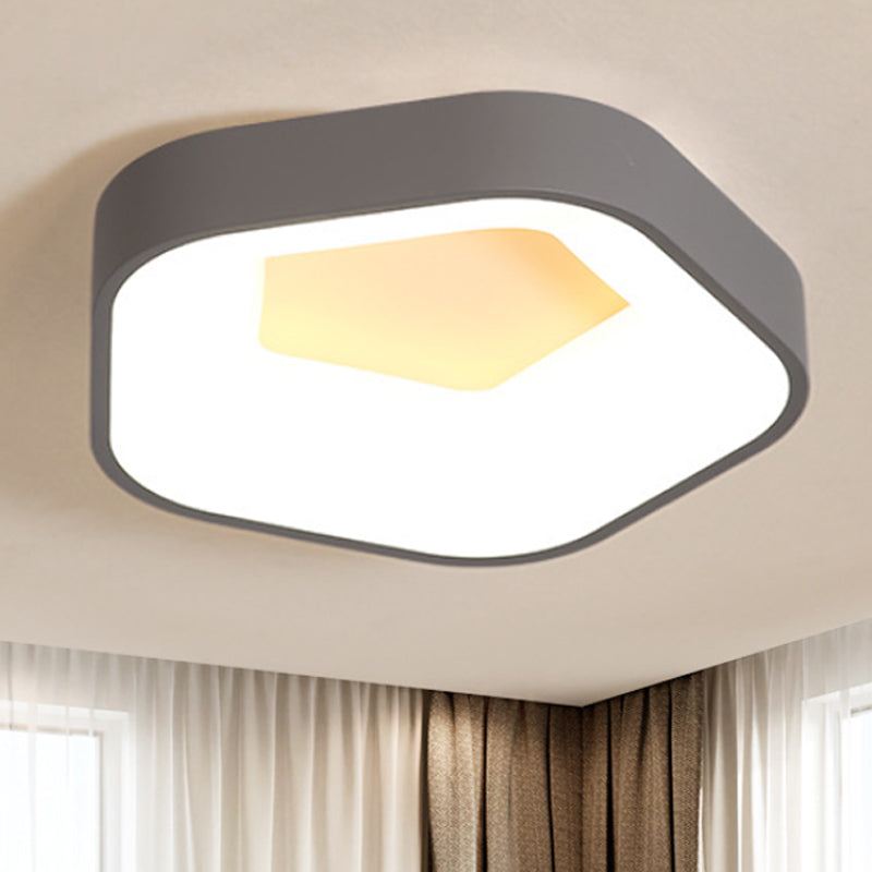 Acrylic Pentagon Flushmount Ceiling Led Light - Nordic Grey With White/Warm/Natural Lighting