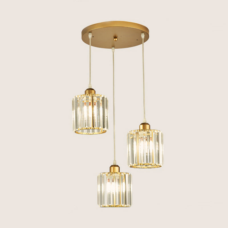 Contemporary Prismatic Crystal Pendant Cluster Light For Stairs 3 / Gold