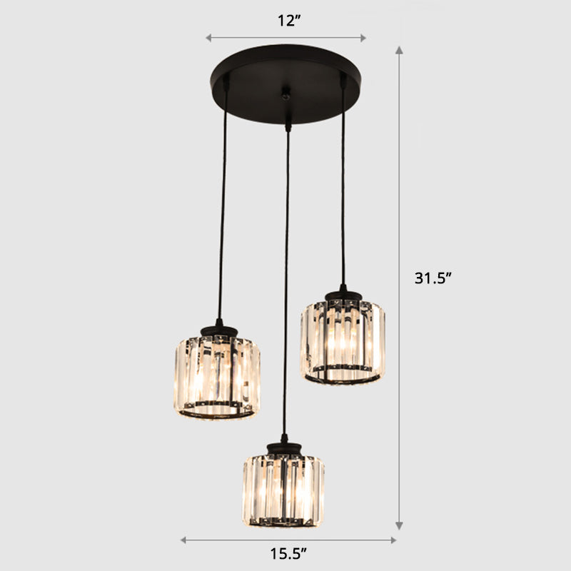 Contemporary Prismatic Crystal Pendant Cluster Light For Stairs