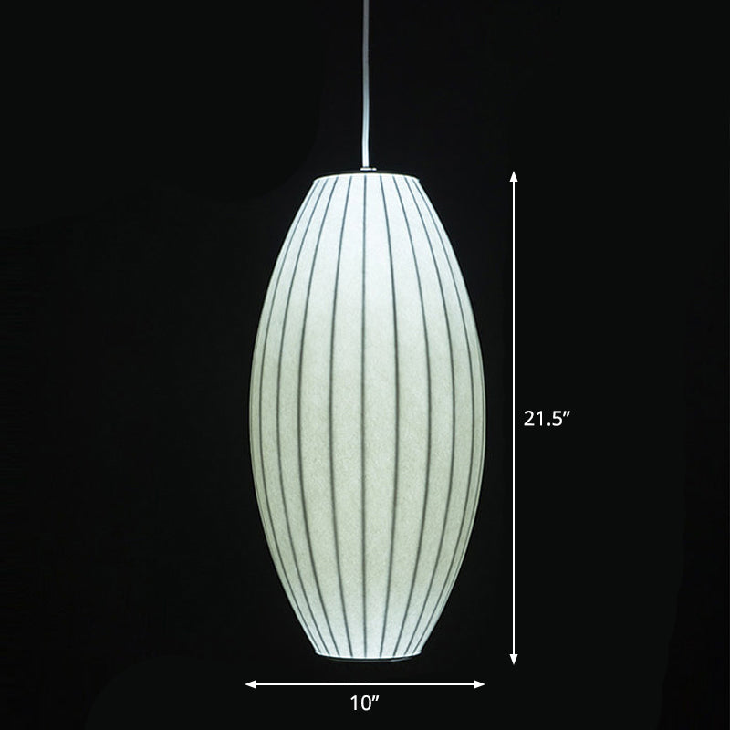 Japanese Style White Lantern Pendant - Single Silk Hanging Lamp Fixture