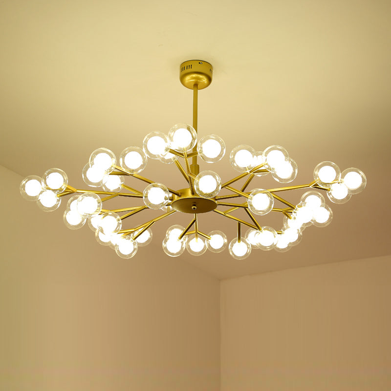 Glowworm Chandelier Light: Dual Glass Nordic Suspension Pendant For Living Room 45 / Gold