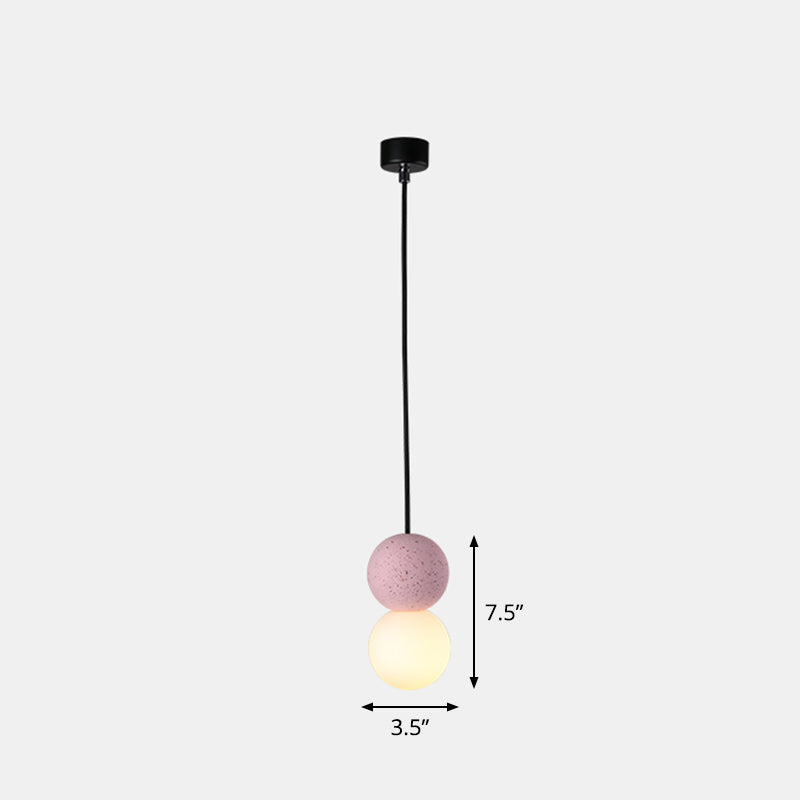 Gourd Shaped Terrazzo Hanging Lamp With Opal Glass Shade