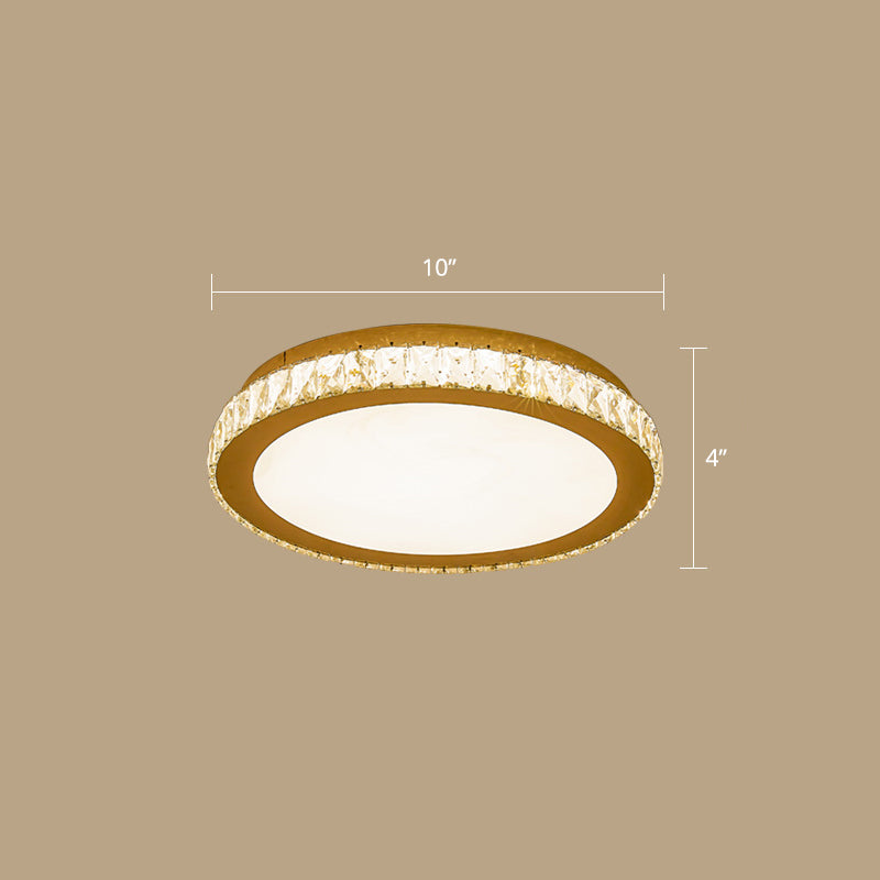 Prismatic K9 Crystal Ceiling Light: Elegant White Flush Mount Led For Bedroom