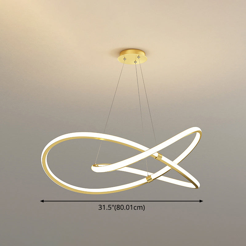 Modern Twist Chandelier Pendant Light For Living Room - Sleek Metal Design