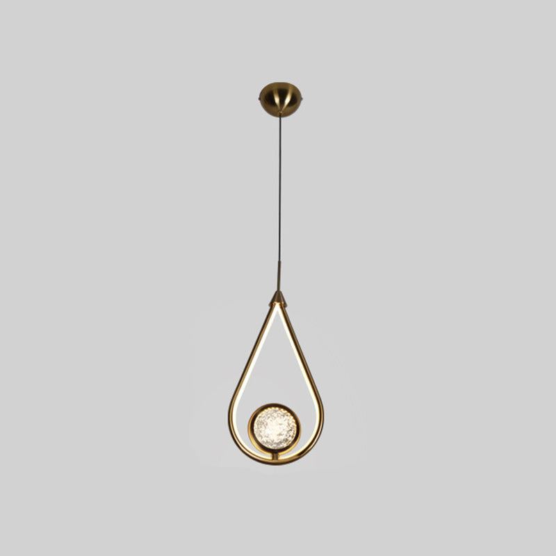 Modern Led Crystal Pendant Lamp With Metal Ceiling Mount 1 / Black-Gold