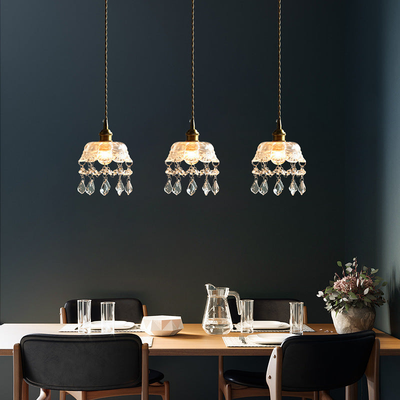 Mini Crystal Pendant Light With Brass Finish - Perfect For Coffee Shop Ambiance