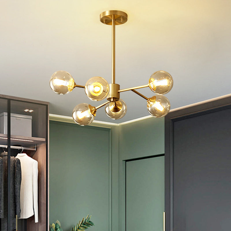 Modern Glass Globe Chandelier Light Fixture For Living Room
