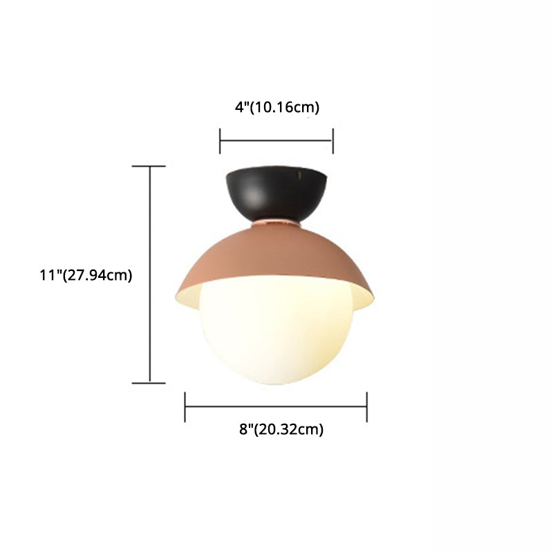 Modern Flush Mount Ceiling Light - White Glass Hallway Fixture