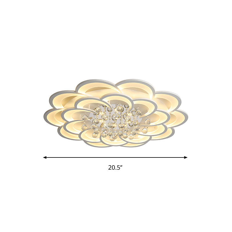 Modern Floral Iron Flush Mount Led Ceiling Light In Warm/White - 20.5/27/31.5 W White Fixture