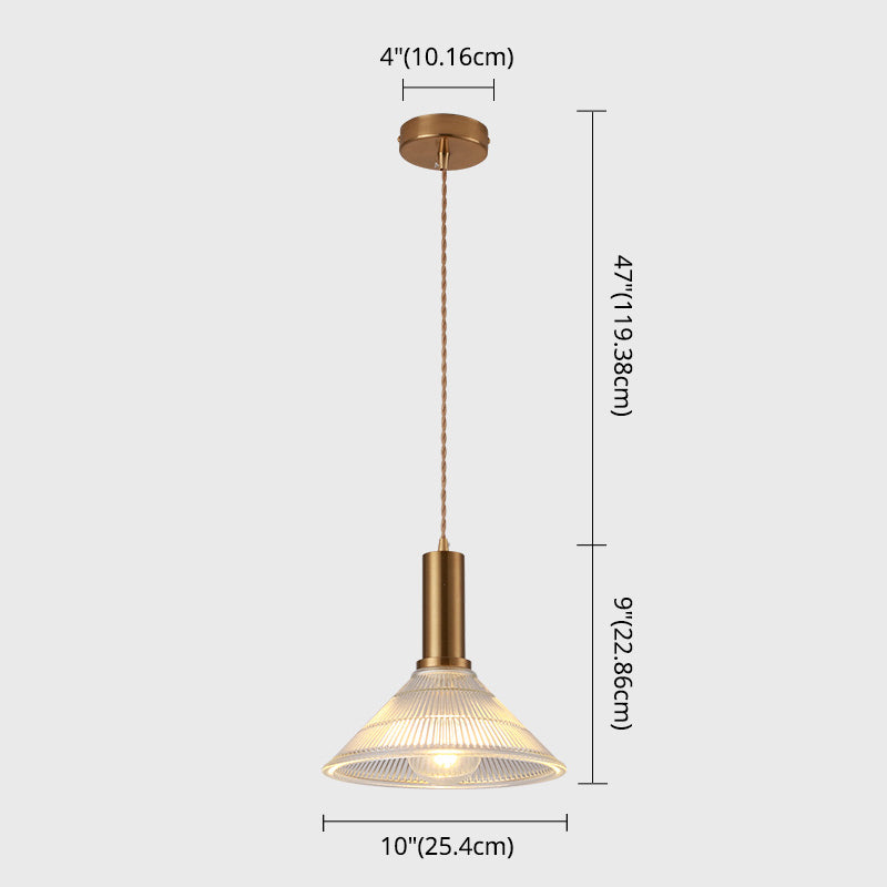 Simple Style Ribbed Glass Pendant Light Fixture For Bedroom