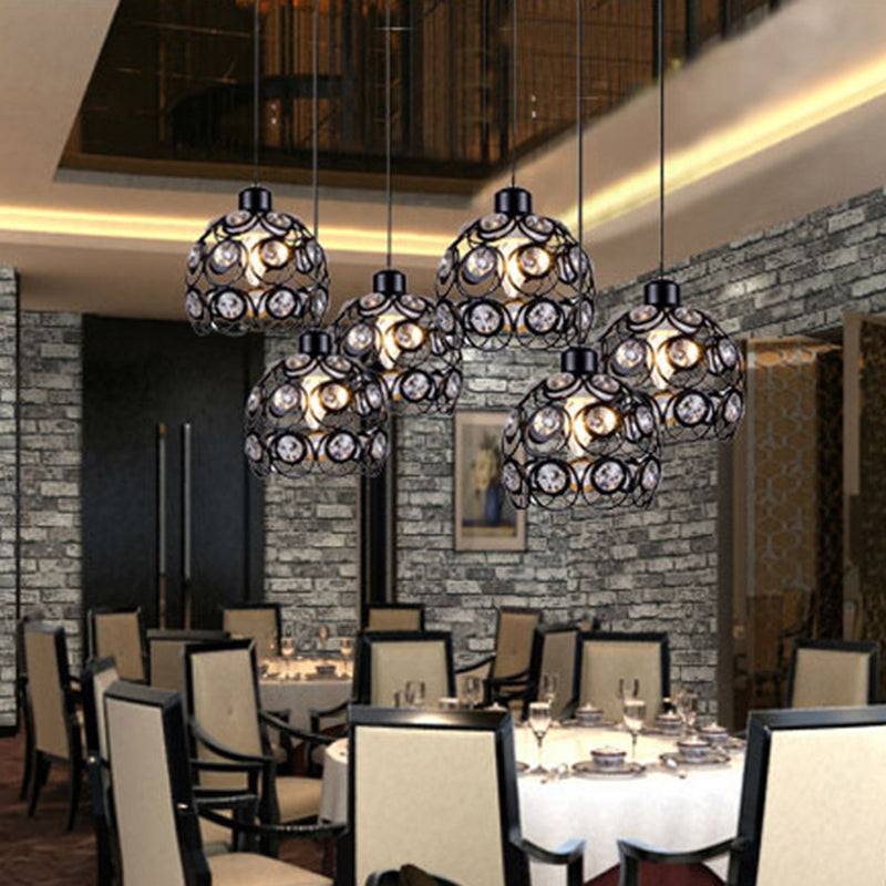 Dome-Shaped Crystal Hollow Pendant Lamp: Minimalist Modern Hanging Light Fixture