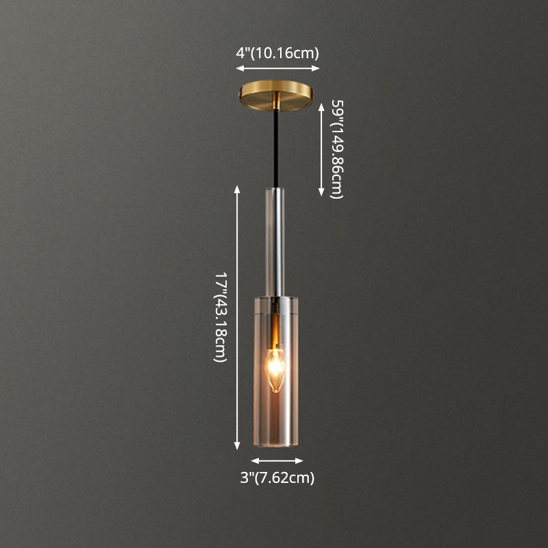 Modern Shaded Crystal Pendant Light - Simplicity Block Design Brass Ceiling Fixture