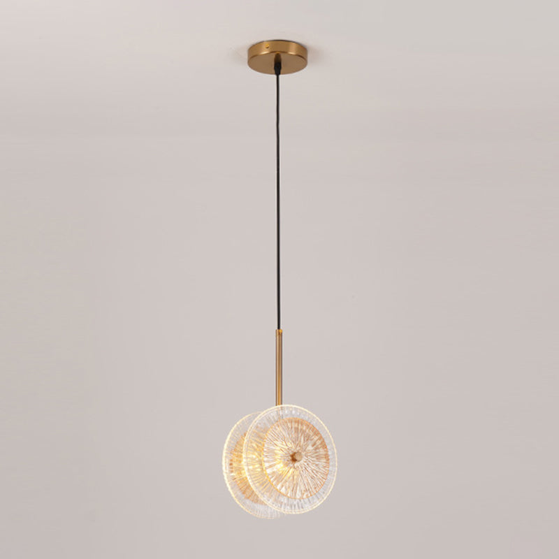 Brass Plated Crystal Glass Led Pendant Light For Dining Spaces / B