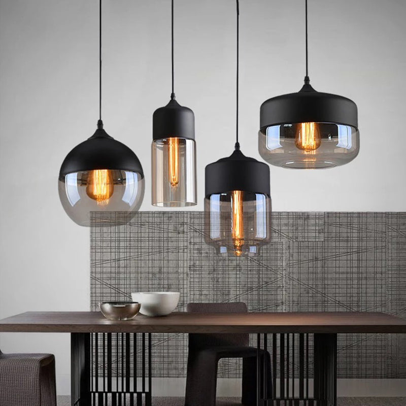 1 Light Pendant Lighting Retro Industrial Style Glass Ceiling Lights For Restaurant