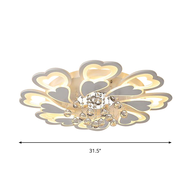 Loving-Heart Led Flush Light In Warm/White - Contemporary Acrylic Design 27’/31.5’ Wide