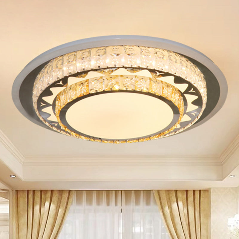 Contemporary Rectangle-Cut Crystal Flush Mount Ceiling Light In White Led Clear / C
