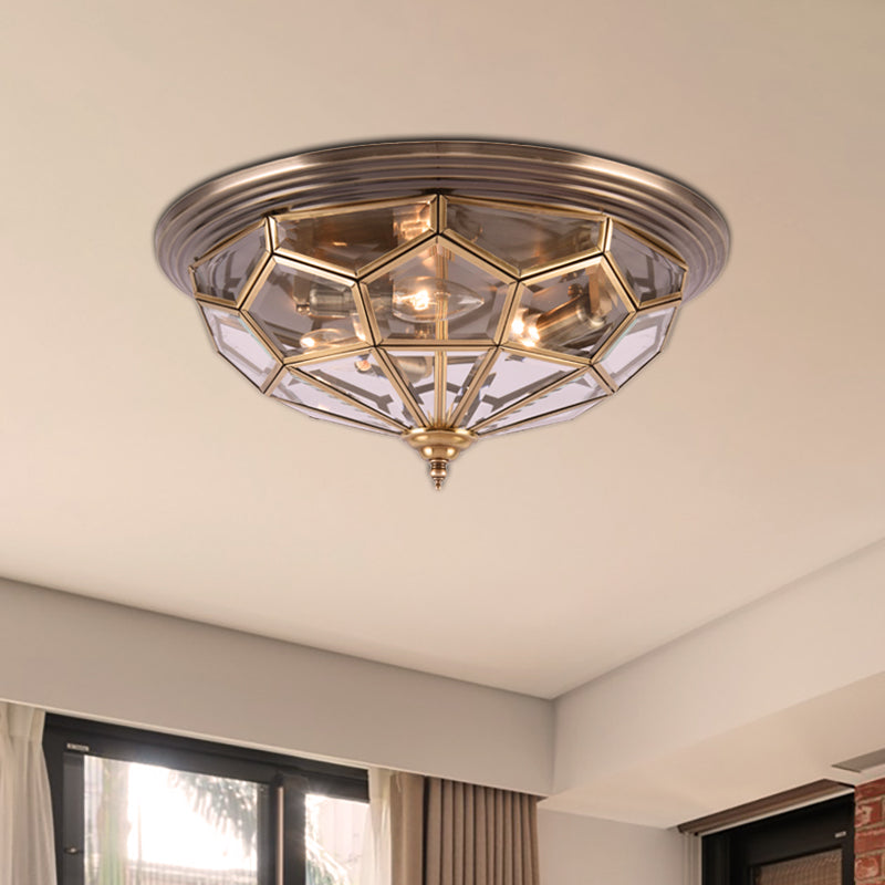 Prism Bedroom Flush Mount Light Clear Beveled Glass Brass Finish 14/18 2/3 Bulbs