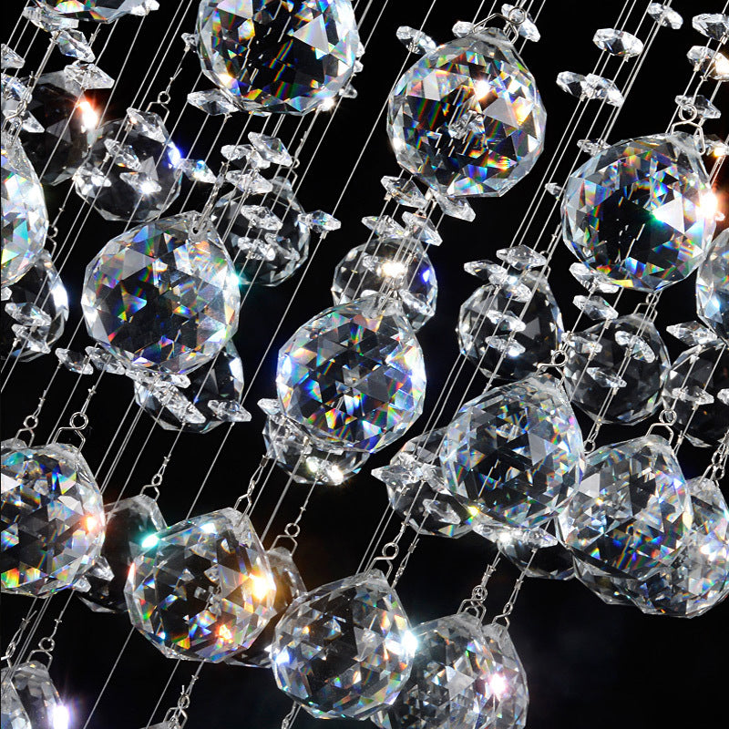 Modern Flush Mount Crystal Heart Ceiling Light Fixture - 3 Heads Nickel Finish